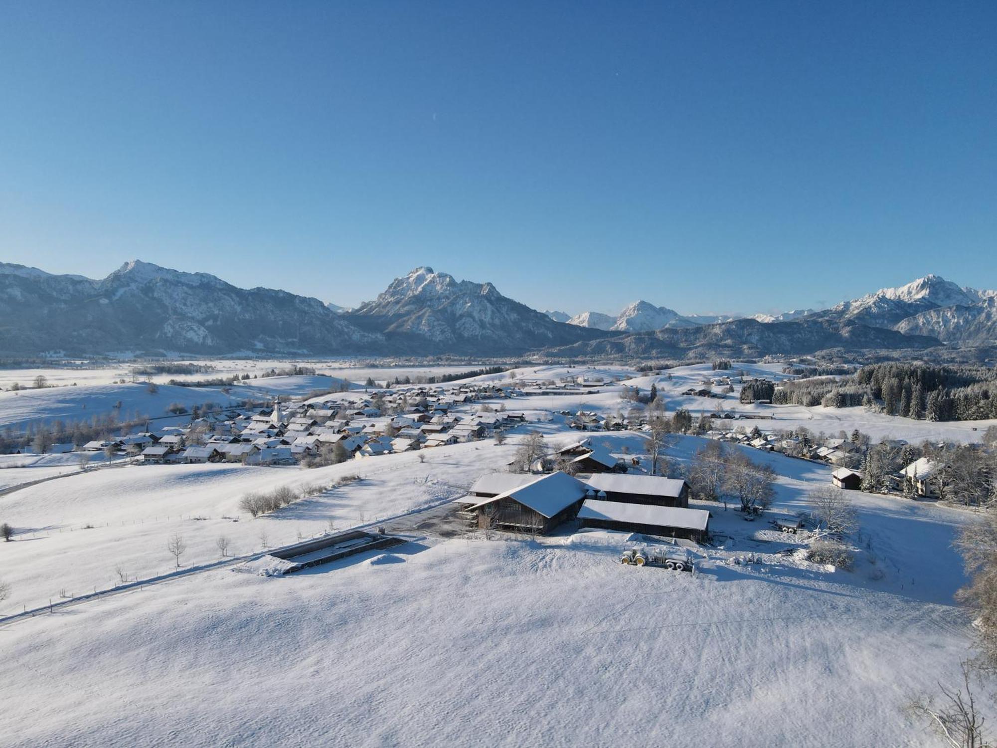 Chalet - Ferienwohnungen - Biohof Stoeger - Panoramasuedbalkon - Grandiose Aussicht Auf See, Berge Und Schloss Neuschwanstein Rieden Exterior photo